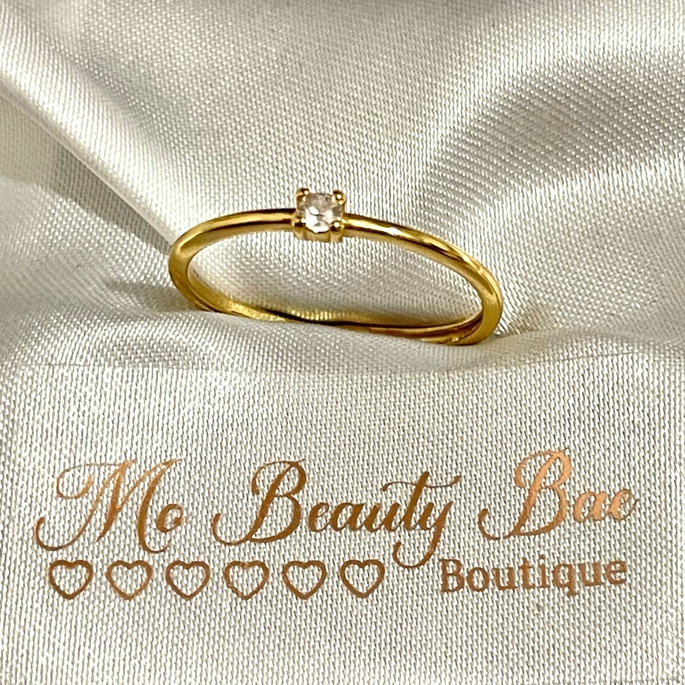 Dainty Thin Gold Crystal Ring - Picture 2 of 6